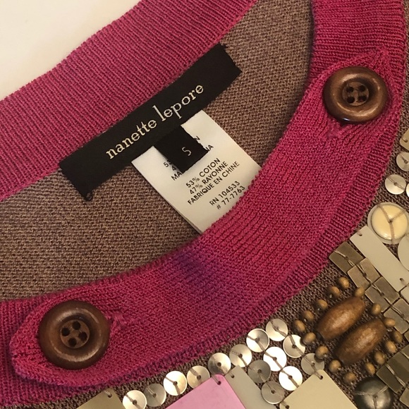 Nanette Lepore Dress Sleeveless Beaded Brown Knit Size S Small - Picture 7 of 12